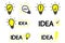 Idea symbol. Set of light bulbs with lettering