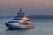 The ideal charter yacht at sunset