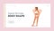 Ideal Female Body Shape Landing Page Template. Woman Inverted Triangle Posing in Bikini or Linen Panties and Bra