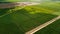 Ideal flat fields. Green and lines. Road