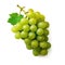 Ideal green fresh grape with leaf, isolated on a white background, generative AI