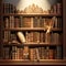 Idealized Digital Illustration of Antique Bookshelf