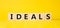 Ideals symbol. Wooden blocks with word Ideals. Beautiful yellow background. Business and Ideals concept. Copy space