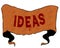 IDEAS written with vintage font on cartoon vintage ribbon.