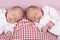 Identical baby twin girls sleeping