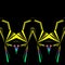 identical twin yellow and emerald green complex repeating design