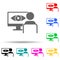 identification of the eye on the monitor multi color style icon. Simple glyph, flat vector of cyber security icons for ui and ux,