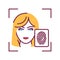 Identification face color line icon. ID and verifying. Authorization person. Biometric security element. Deep face. Scanning