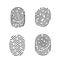 Identification Fingerprints Sketches Set Vector