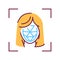 Identification polygonal grid face color line icon. ID and verifying person concept. Biometric security element. Deep face