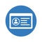 Identity card icon, Account, avatar, badge, person, profile, user / round blue