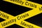 Identity crisis problem caution and warning concept. Yellow barricade tape