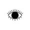 Idle eye icon with eyelashes for a website or application, as well as a silhouette for laser cutting. Eye treatment