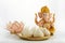 Idol of lord Ganesha with Modak Sweet Dish and flower. Ganesh chaturthi