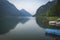 Idro Lake, Lombardy, Italy: summer dusk panorama. Color image