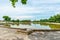 The idylic rest zone - The Old lake Staro Jezero: serbian in the park of Kikinda town, Serbia
