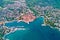 Idyllic Adriatic island town of Krk aerial evening view