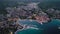 Idyllic Adriatic island town of Krk aerial evening view