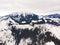 Idyllic aerial view of beautiful mountain peeks covered with snow.