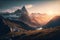 Idyllic alpine mountain peak landscape at sunset