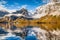 Idyllic autumn landscape with mountain lake in the Alps