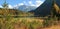 Idyllic autumnal landscape, ferchensee and karwendel mountains