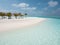 Idyllic Beach on Maldives on Meeru Island with Palm Trees