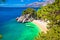 Idyllic beach Punta Rata in Brela aerial view