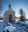 Idyllic chapel near spa town Kruen, at christmas season