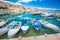 Idyllic coastal village of Metajna harbor view, Island of Pag