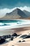 Idyllic coastline landscape with mountains and waves on the shore. Maritime drawing. Generatie AI