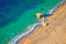 Idyllic Cote d `Azur sand beach aerial view