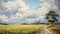 Idyllic Country Scene: A Modern Abstract Landscape Painting