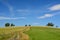 Idyllic countryside scenic meadow and sky view