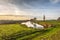 Idyllic Dutch polder landscape in winter