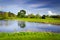 Idyllic golf course at the pond