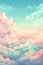 idyllic heaven with purple and pink fluffy colorful clouds, soft and pastel cloudscape with natural light background