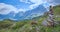 Idyllic hiking area mannlichen mountain with view to eiger north