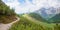 idyllic hiking trail Col Pradat, Colfosco, dolomites landscape Alta Badia south-tyrol