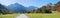 Idyllic karwendel valley, tirolean alps, and walkway in autumnal landscape austria