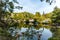 Idyllic Lahn River with campsite