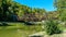 Idyllic Lahn River with Railway Bridge