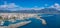 Idyllic landscape above Kalamata`s Marina at sunset. Aerial photo of Kalamata city, Messenia, Peloponnese, Greece