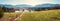 Idyllic landscape with alps view, Murnauer Moos panorama and bavarian mountains