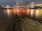 Idyllic landscape of Jetty and bridge of Hong Kong city