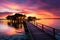 Idyllic Maldives sunset, overwater villas, sandy beach a travel daydream