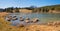 idyllic moor lake Schmalensee, alpine spring landscape upper bavaria in march