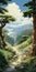 Idyllic Mountain Path: Anime Art Inspired By Miyazaki Hayao