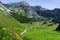 Idyllic mountain scene hiking in the mountains in a sunny day Austrian Alps, Rofan, Karwendel