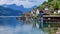 Idyllic nature of Swiss lakes - Walensee. Switzerland scenic landscape